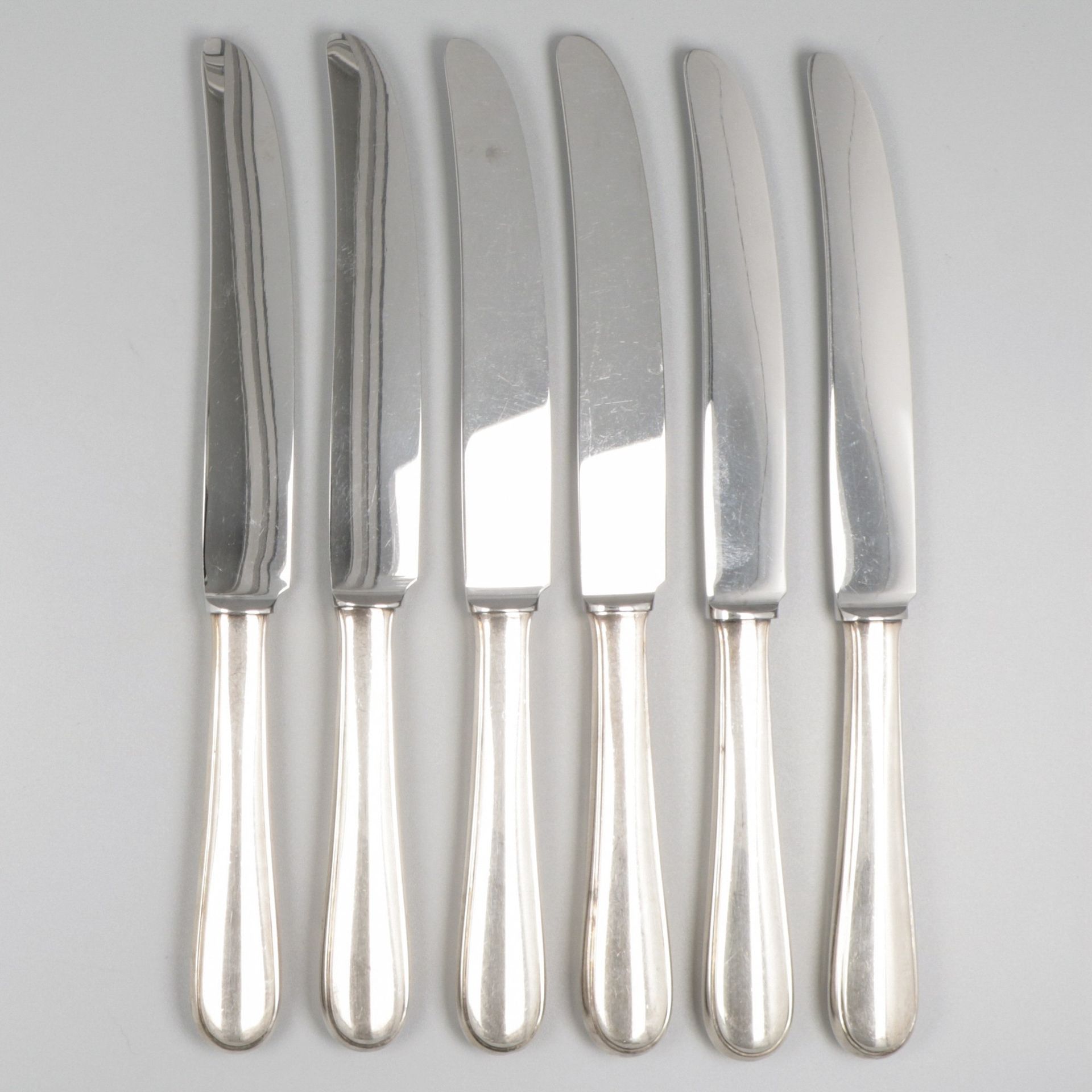 6-piece set dinner knives silver. "Hollands Glad" or Dutch smooth. Filled handle&hellip;
