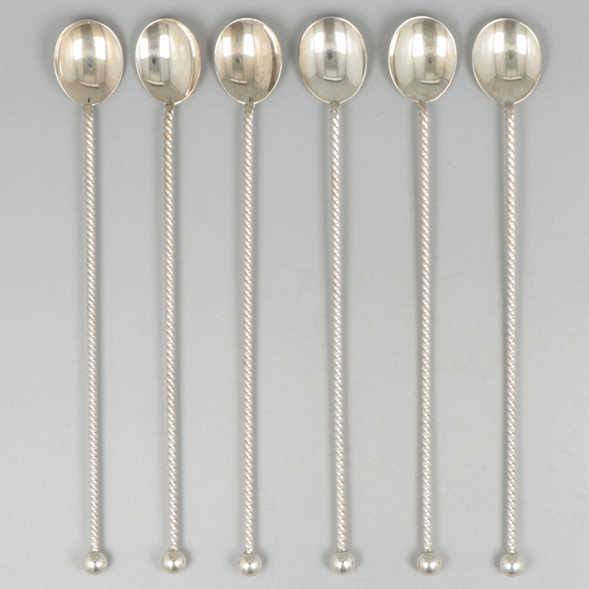 6-piece set of ice cream spoons silver. Con tallo retorcido. Países Bajos, Schoo&hellip;