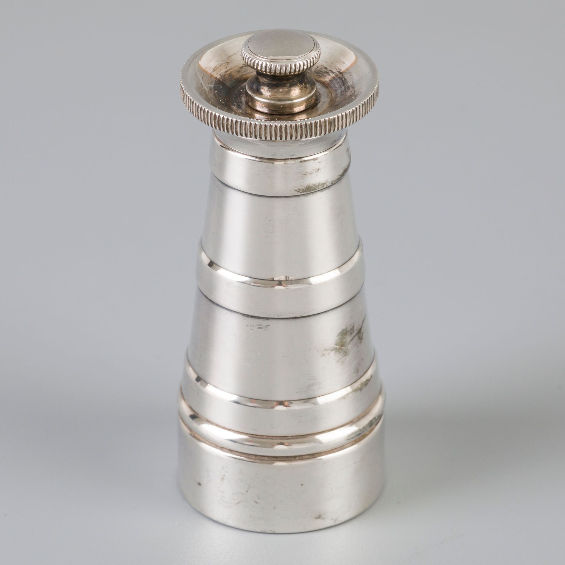 Pepper mill silver. Sleek conical model. United Kingdom, London, Peter Piper Ltd&hellip;