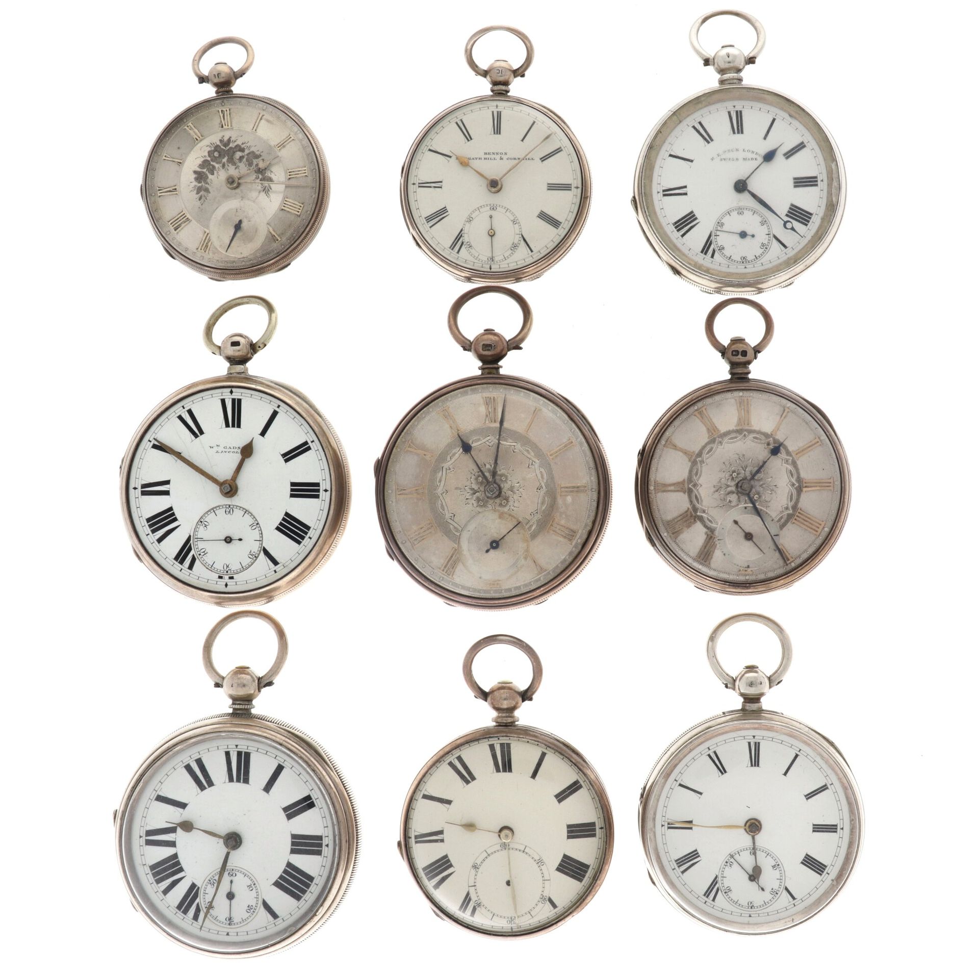 Lot silver English pocket watches - Men's pocket watches. Case: silver - manual &hellip;
