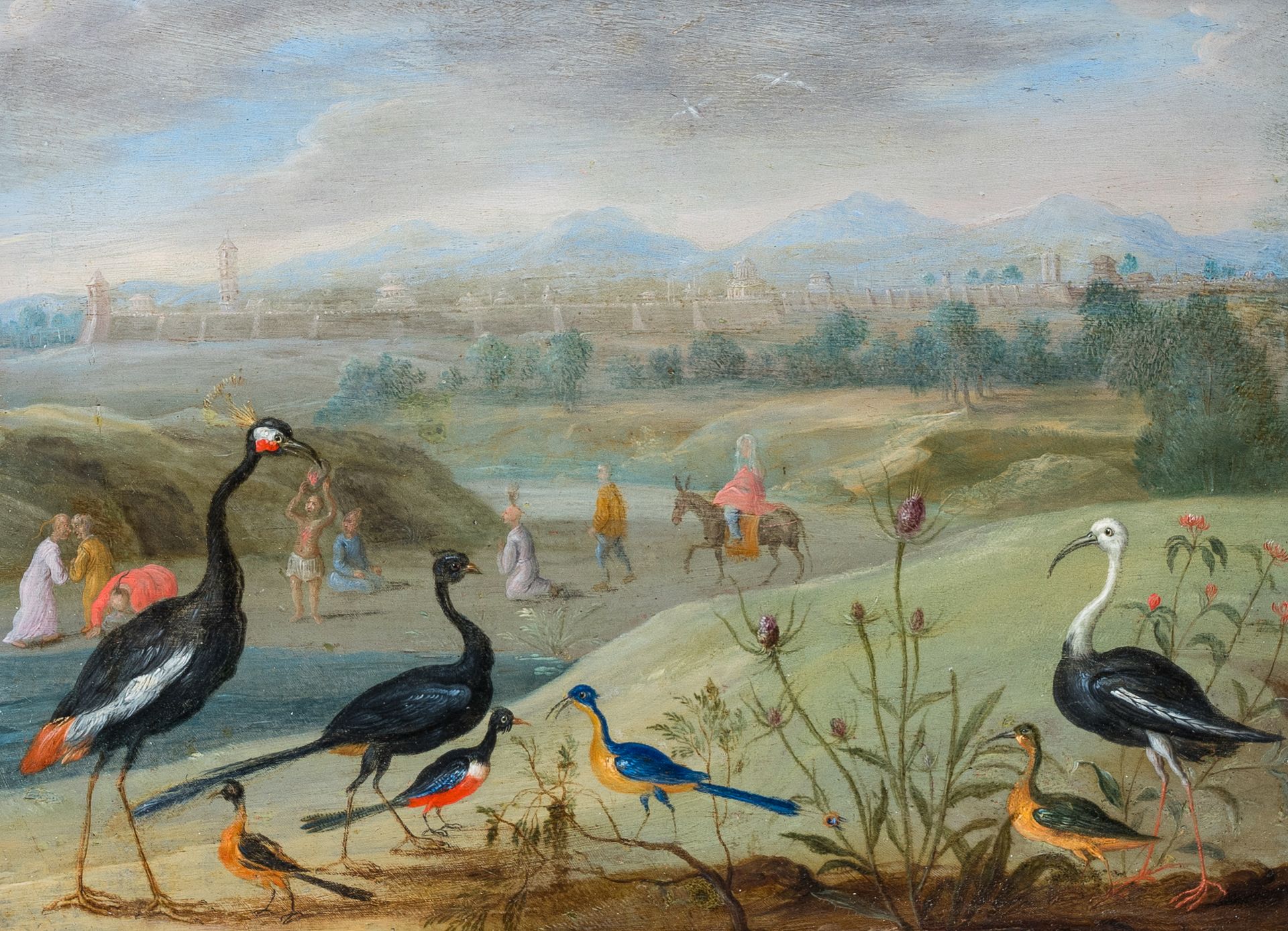 Jan van Kessel (1626-1679): Exotic birds in an oriental landscape, oil on copper&hellip;