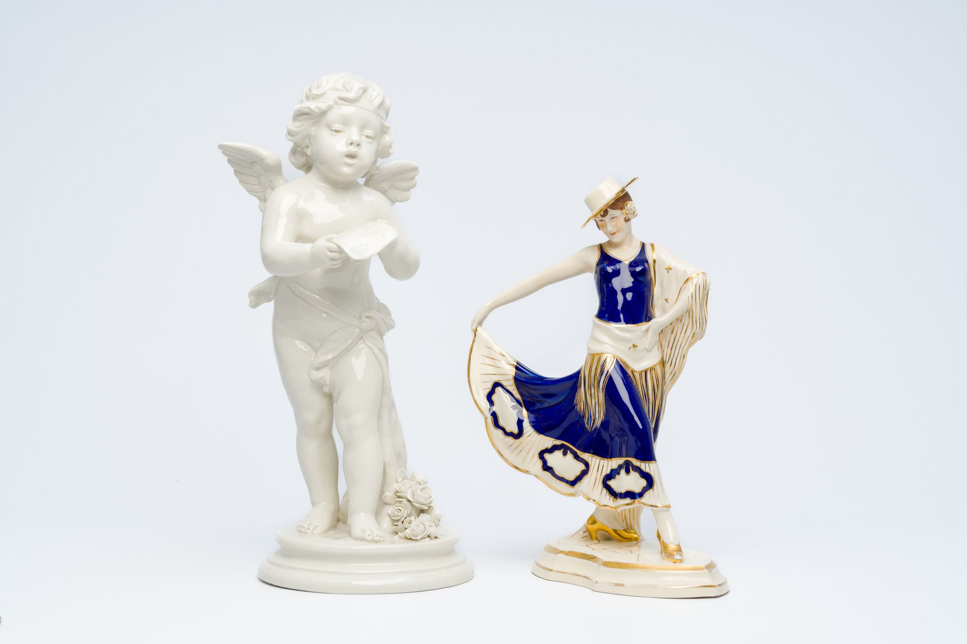 Sylvain Kinsburger (1855-1935): A musical porcelain angel, Capodimonte, and a Ro&hellip;