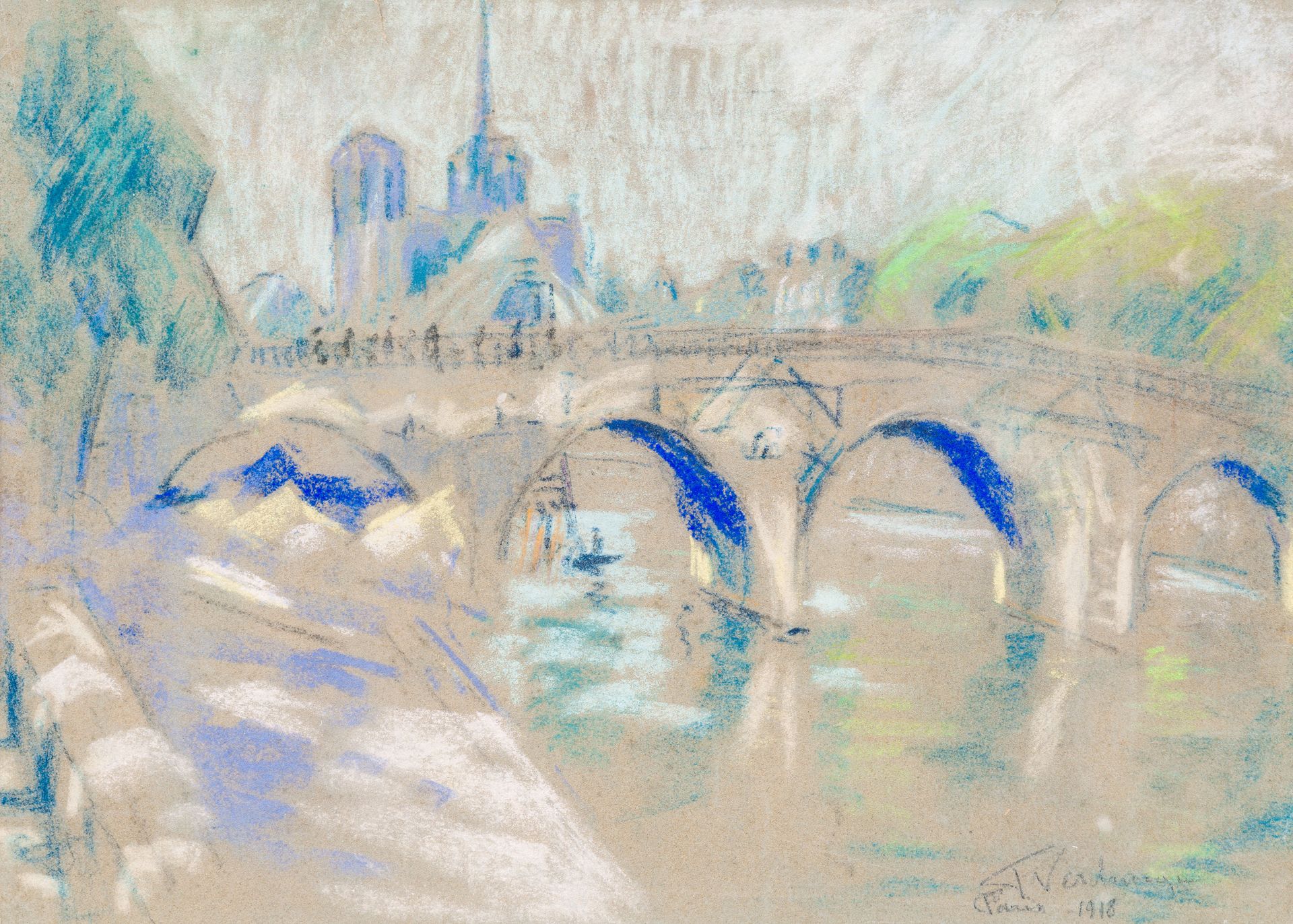 Fernand Verhaegen (1883-1975): 'Paris', pastel on paper, dated 1918 Fernand Verh&hellip;