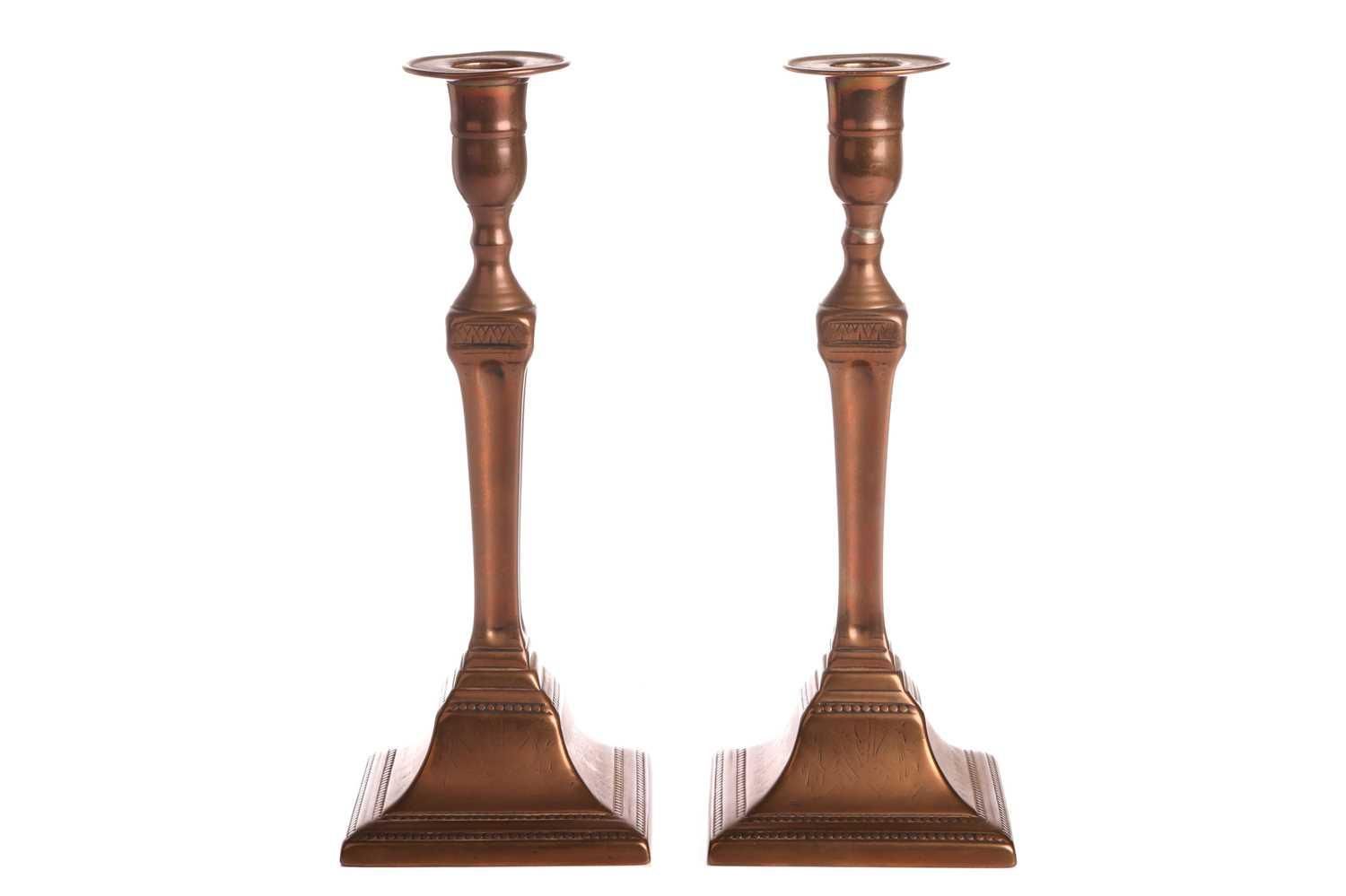 Null A pair of George III Great Seige of Gibraltar gunmetal candle sticks by T. &hellip;