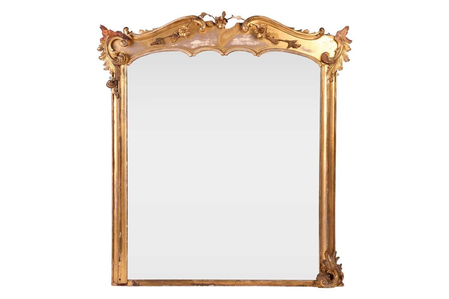 Null Miroir à trumeau en bois doré du XIXe siècle, le plateau en forme avec des &hellip;