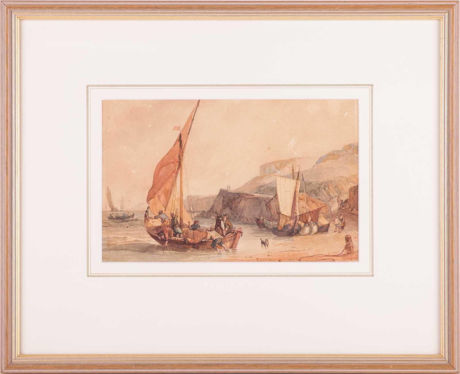 Null Samuel Owen (1768 - 1857), Bateaux de pêche au large d'une côte rocheuse, s&hellip;