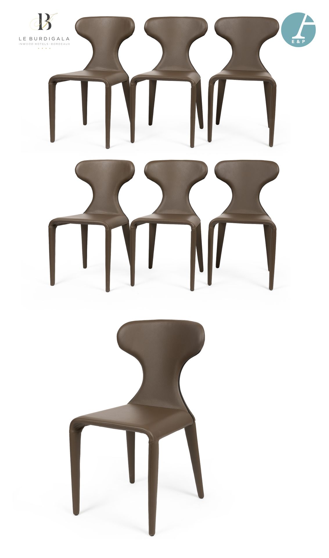 Null 从波尔多的4*酒店Burdigala出发





CIACCI/KREATY 一套7把椅子，有蚂蚁般的靠背，可拆卸的灰褐色皮革装饰。

高：83厘米&hellip;