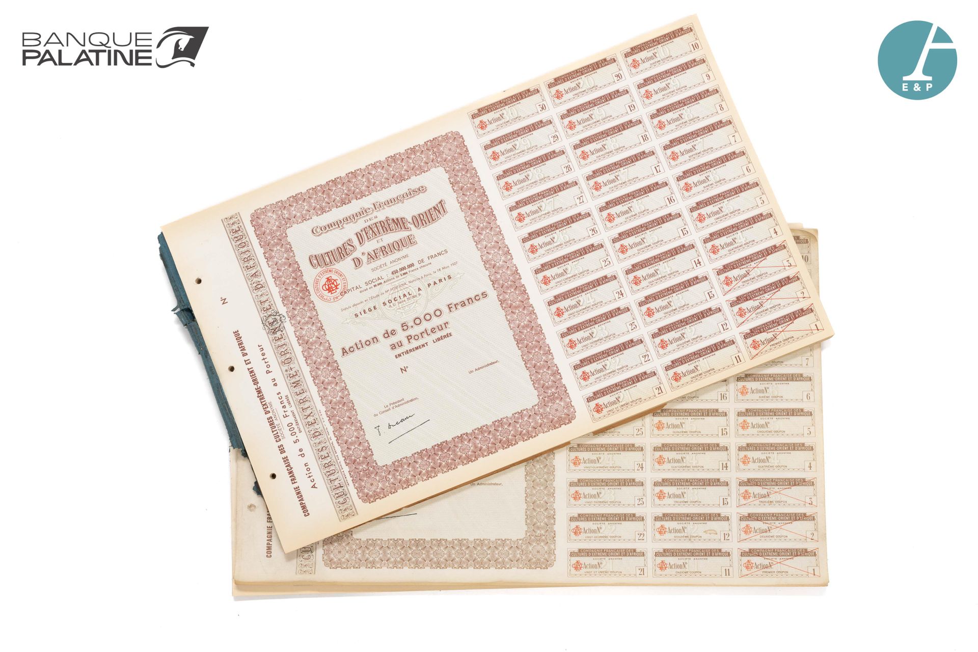 Null Block of about 100 bearer bonds - compagnie Française des cultures d'Extrêm&hellip;