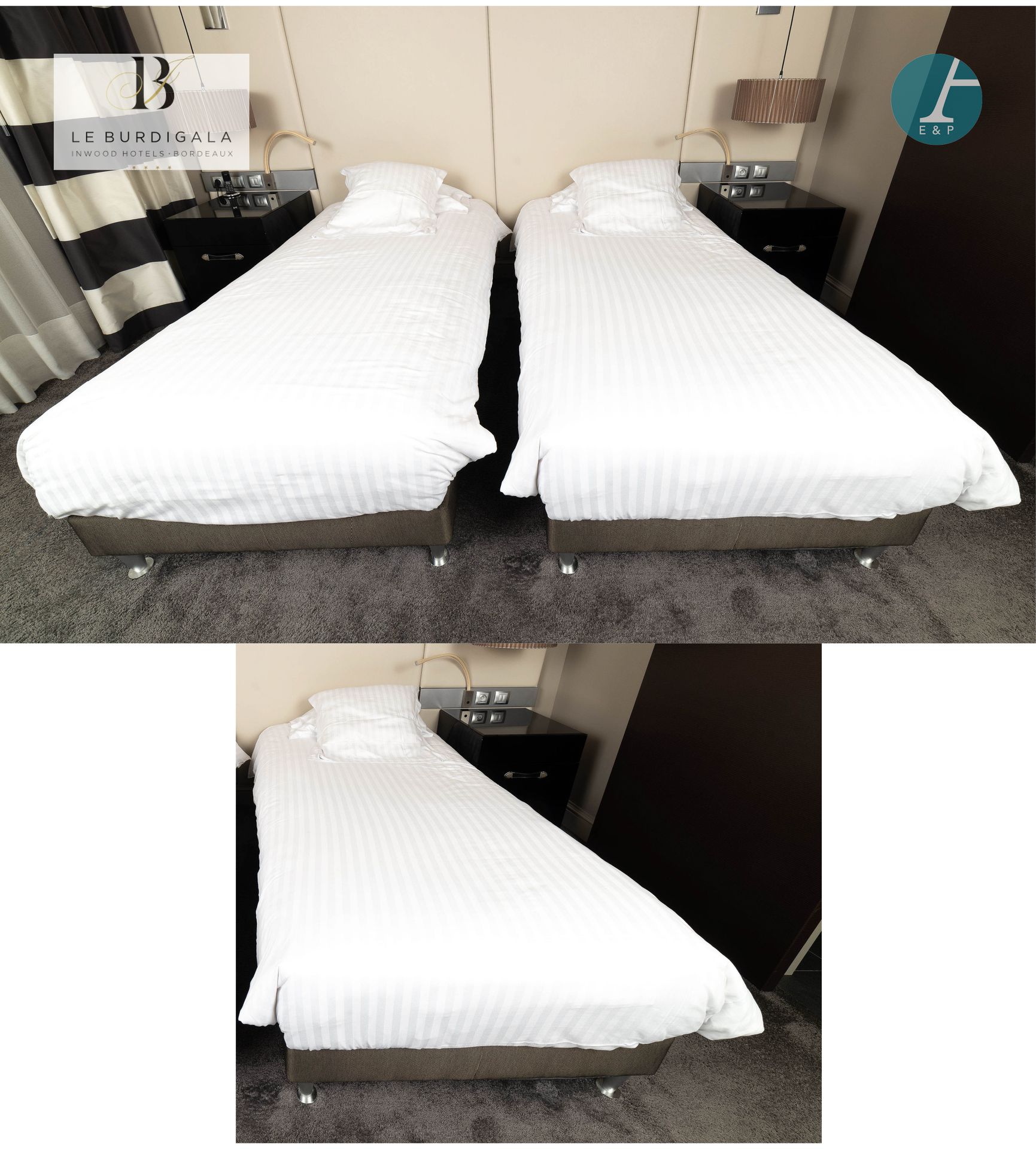 Null 从波尔多的4*酒店Burdigala出发





一套三张单人床。3个床基和3个床垫：高：60厘米 - 宽：90厘米 - 深：195厘米

使用条件&hellip;