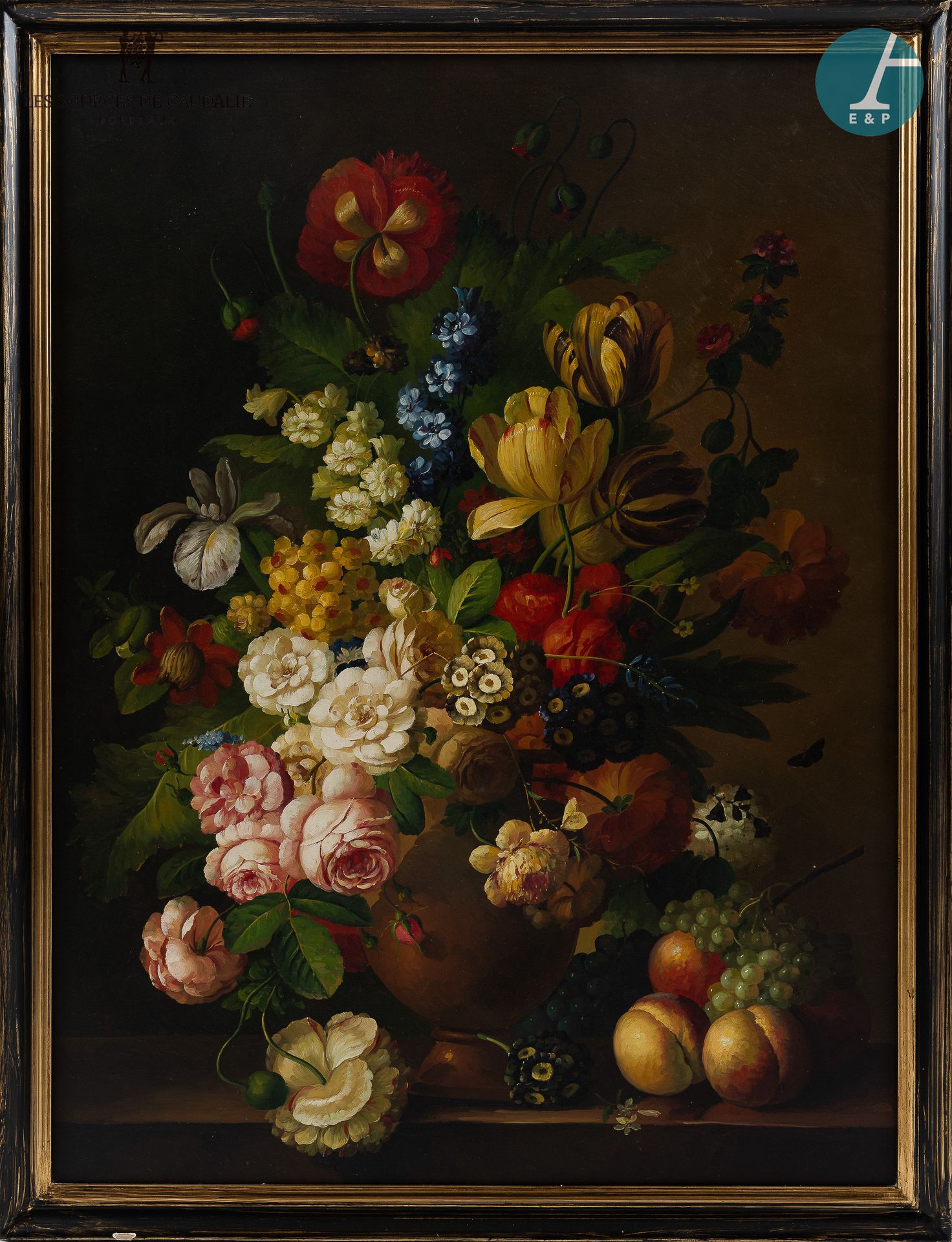 Null 来自8号房间的 "花束"。

17世纪弗拉芒绘画的味道，"夹板上的花束，有葡萄和桃子"，布面油画。20世纪。

对框架的意外

带景观 120厘米 x&hellip;