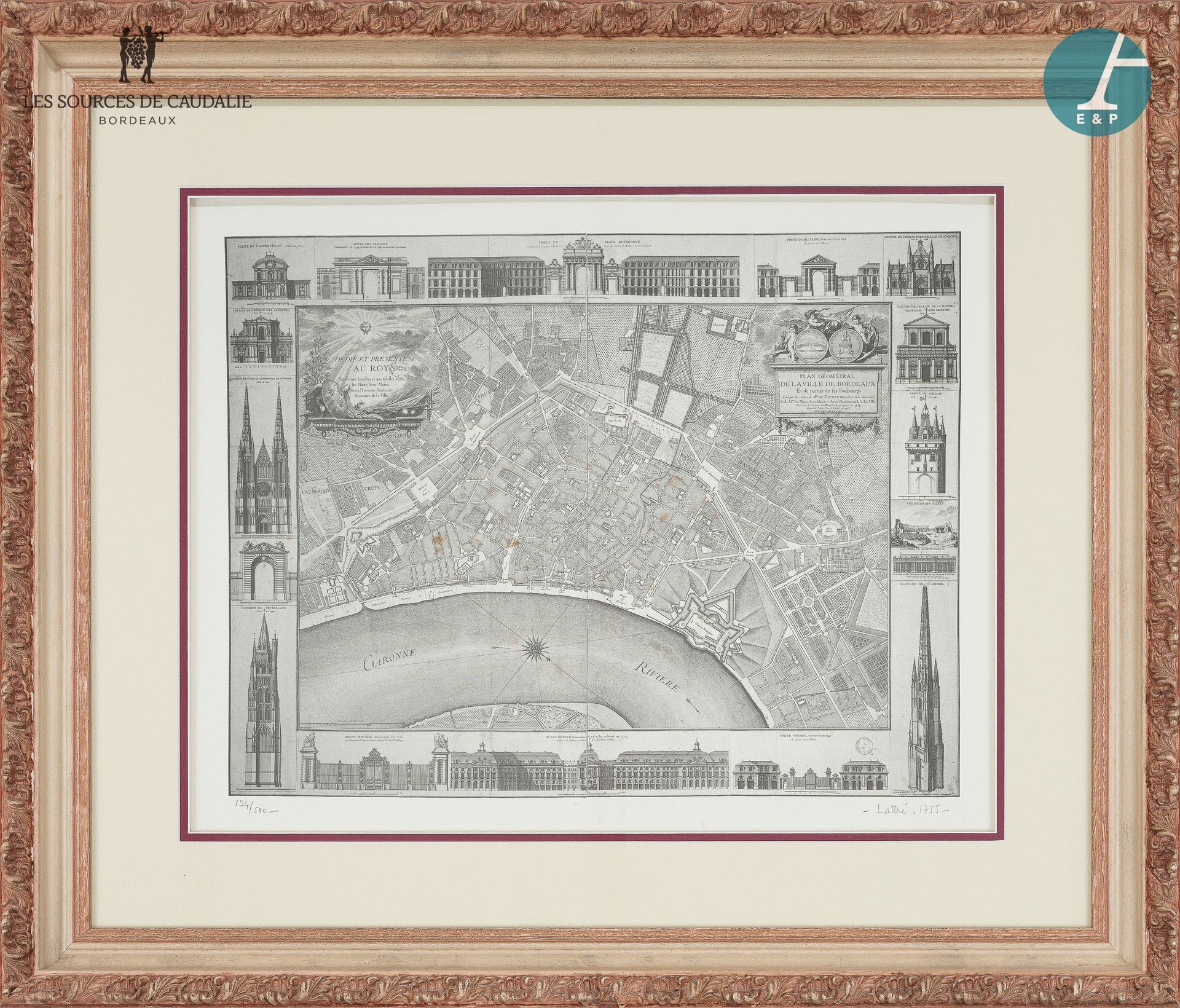 Null From room n°10 "Les Acabailles

Framed piece "Ville de Bordeaux", after Lat&hellip;