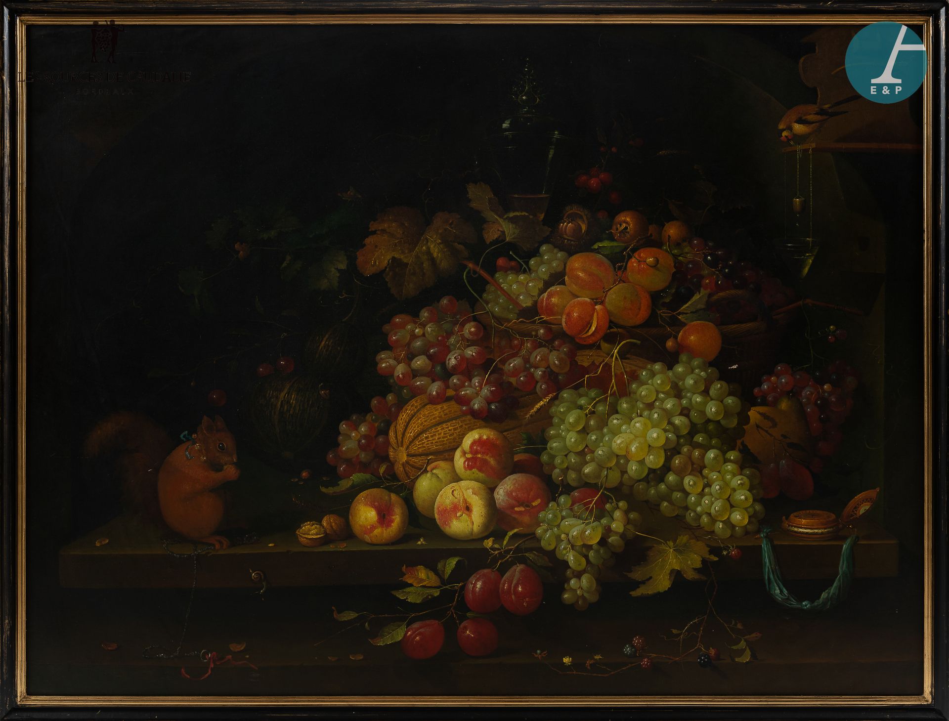 Null 从9号房间 "Les Baillots "开始

在17世纪的味道，大型装饰画 "静物 - 与松鼠和金翅雀，水果，葡萄，桃子，坚果等组成"，布面油画。&hellip;