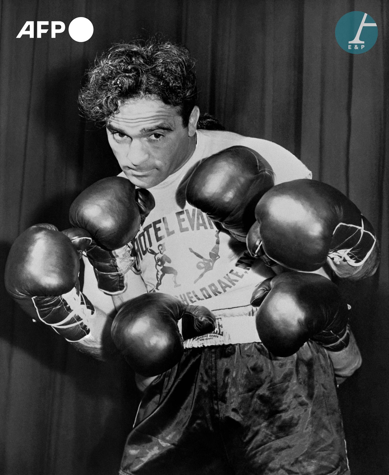 Null AFP

法国拳击手Marcel Cerdan，1940年代。

法国拳击手马塞尔-塞尔丹，1940年代。

银色印刷在巴里塔纸上，来自数字文件（黑白&hellip;