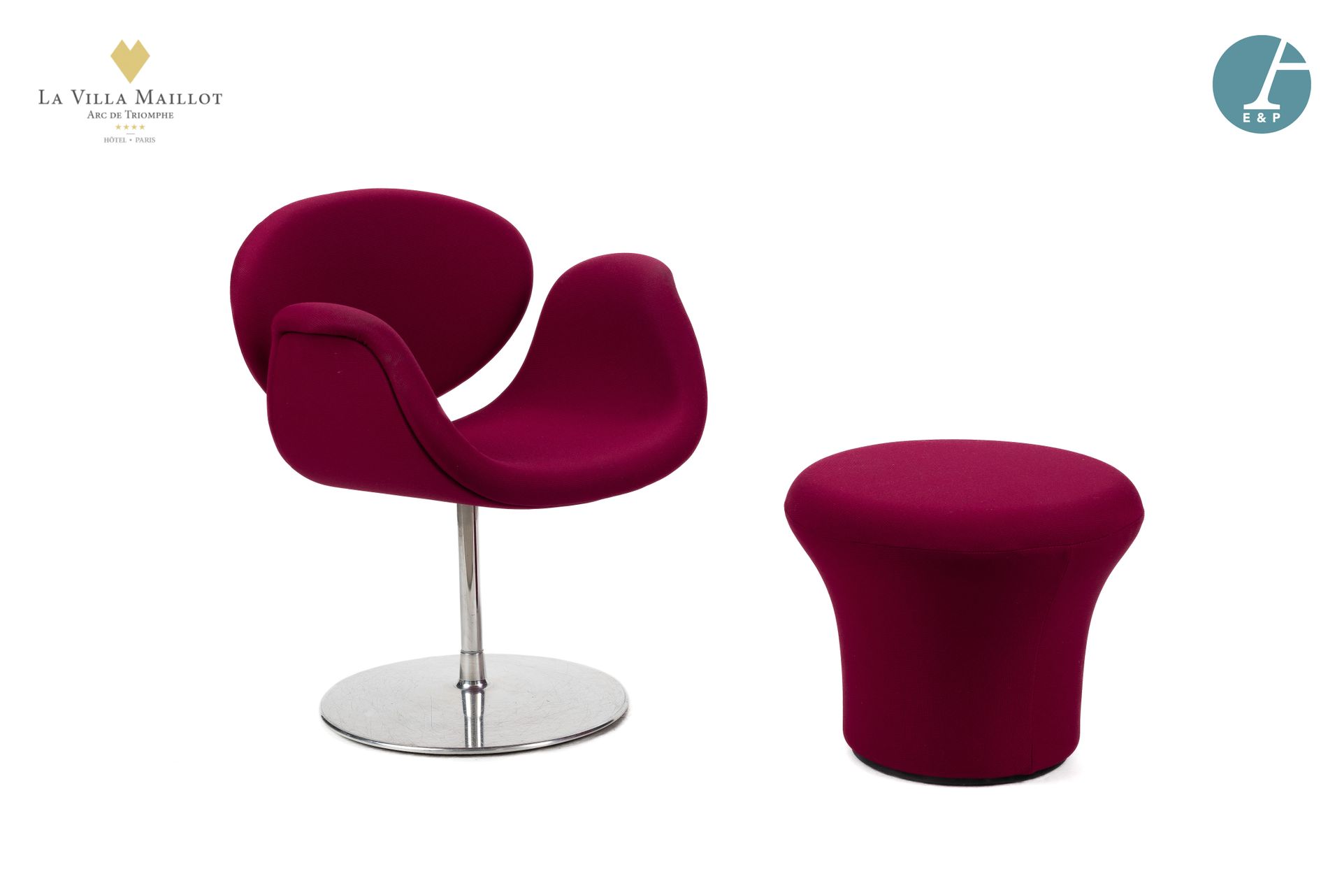 Null 皮埃尔-保兰（1927-2009） ARTIFORT出版社的设计师 
"545 "也被称为 "小郁金香"，该模型设计于[1963]。
扶手椅，紫色织物&hellip;