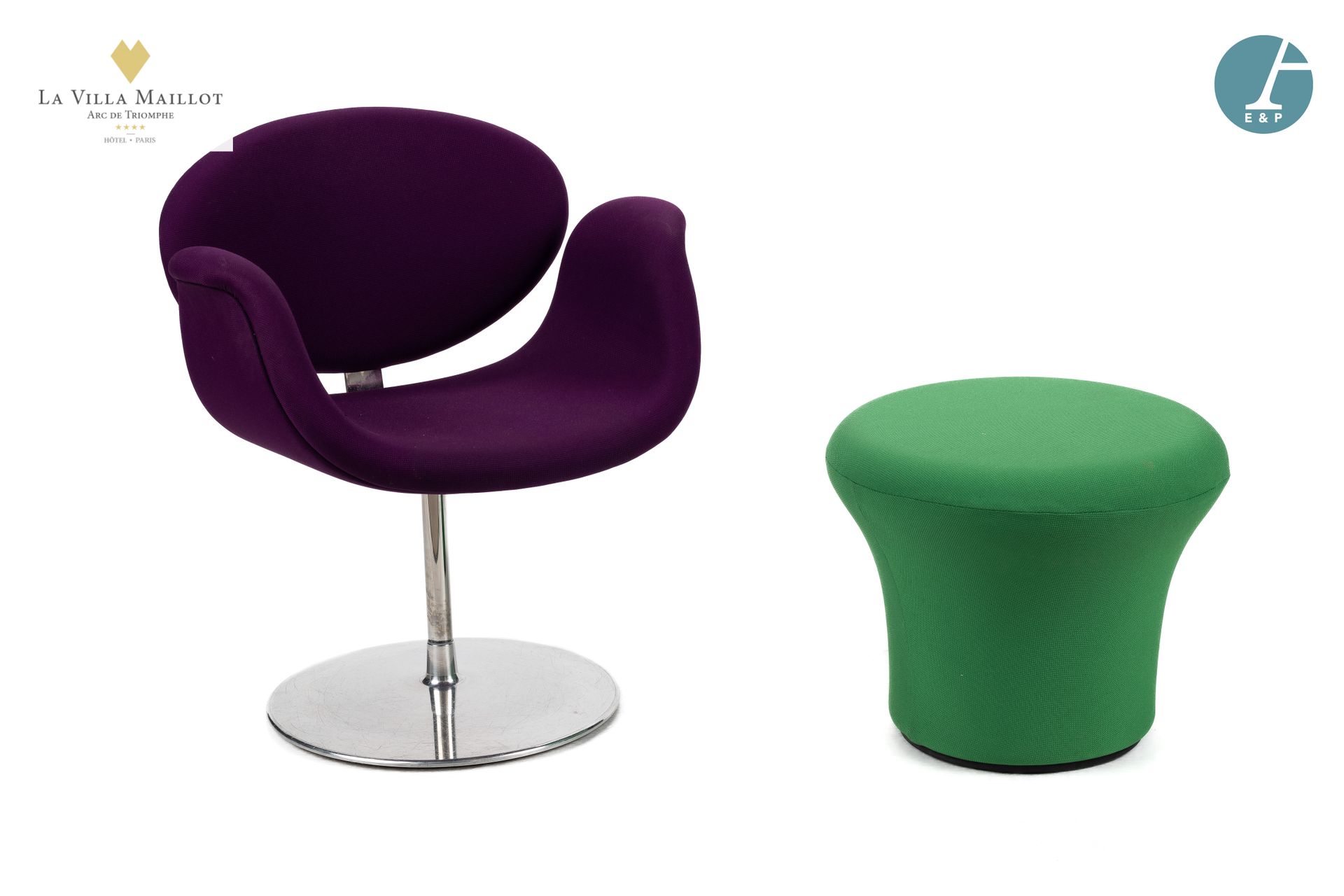 Null 皮埃尔-保林（1927-2009）ARTIFORT出版社的设计师。
"545 "也被称为 "小郁金香"，该模型设计于[1963]。 
 扶手椅，紫色织&hellip;