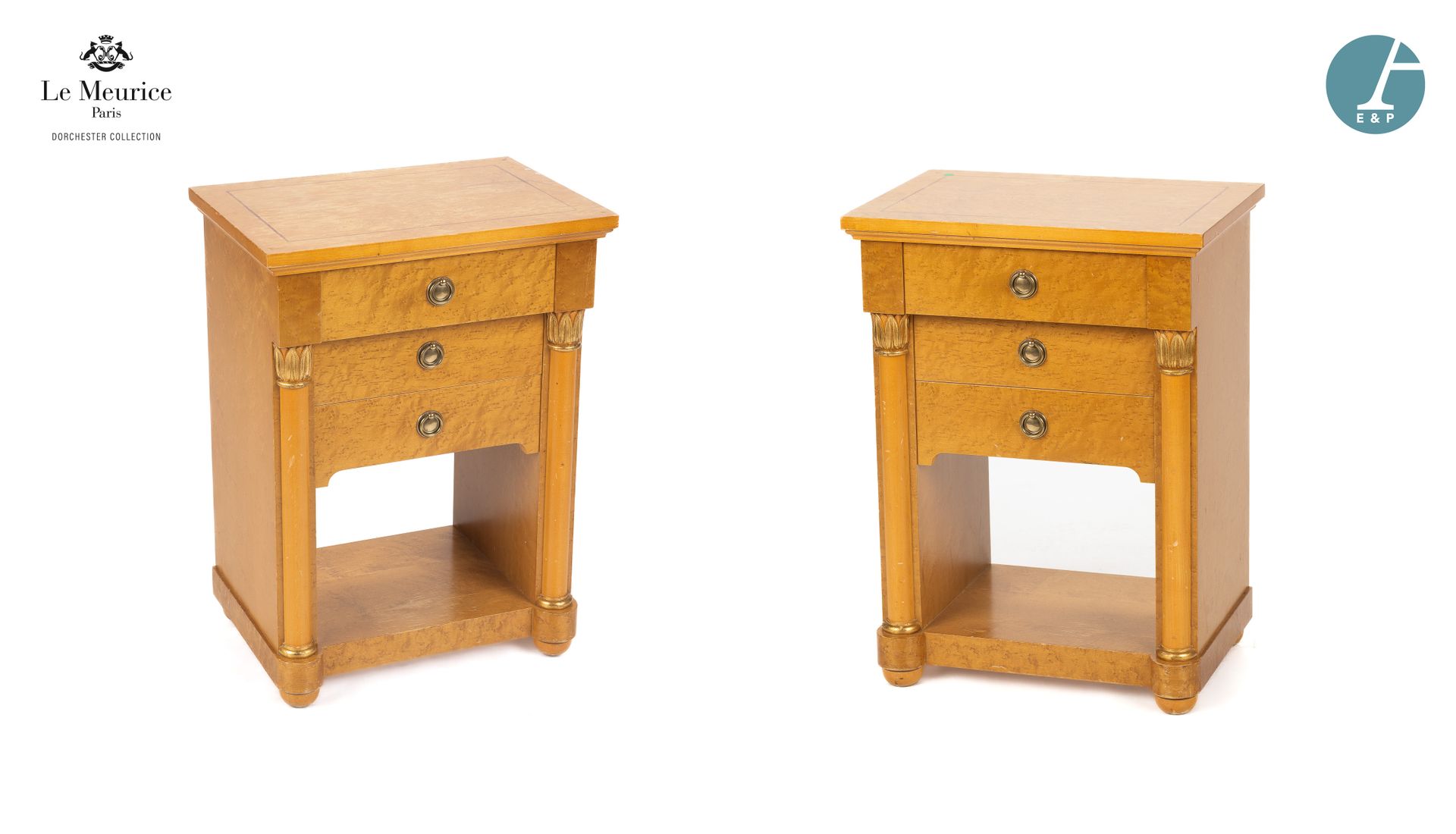 Null From Hôtel Le Meurice.
Pair of bedside tables in natural wood and burr wood&hellip;