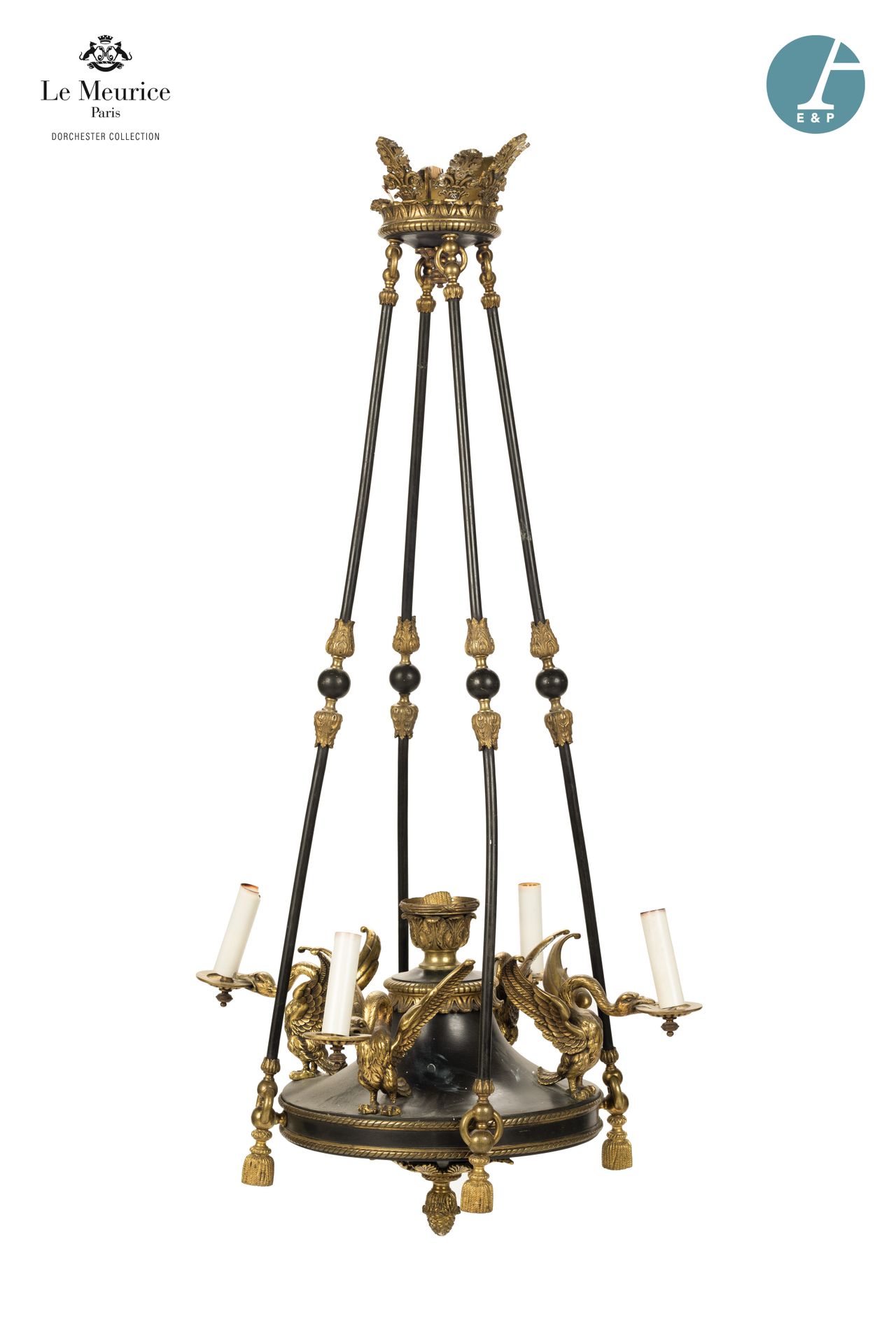 Null From the Hôtel Le Meurice.
Suspension lamp in gilded brass and black lacque&hellip;