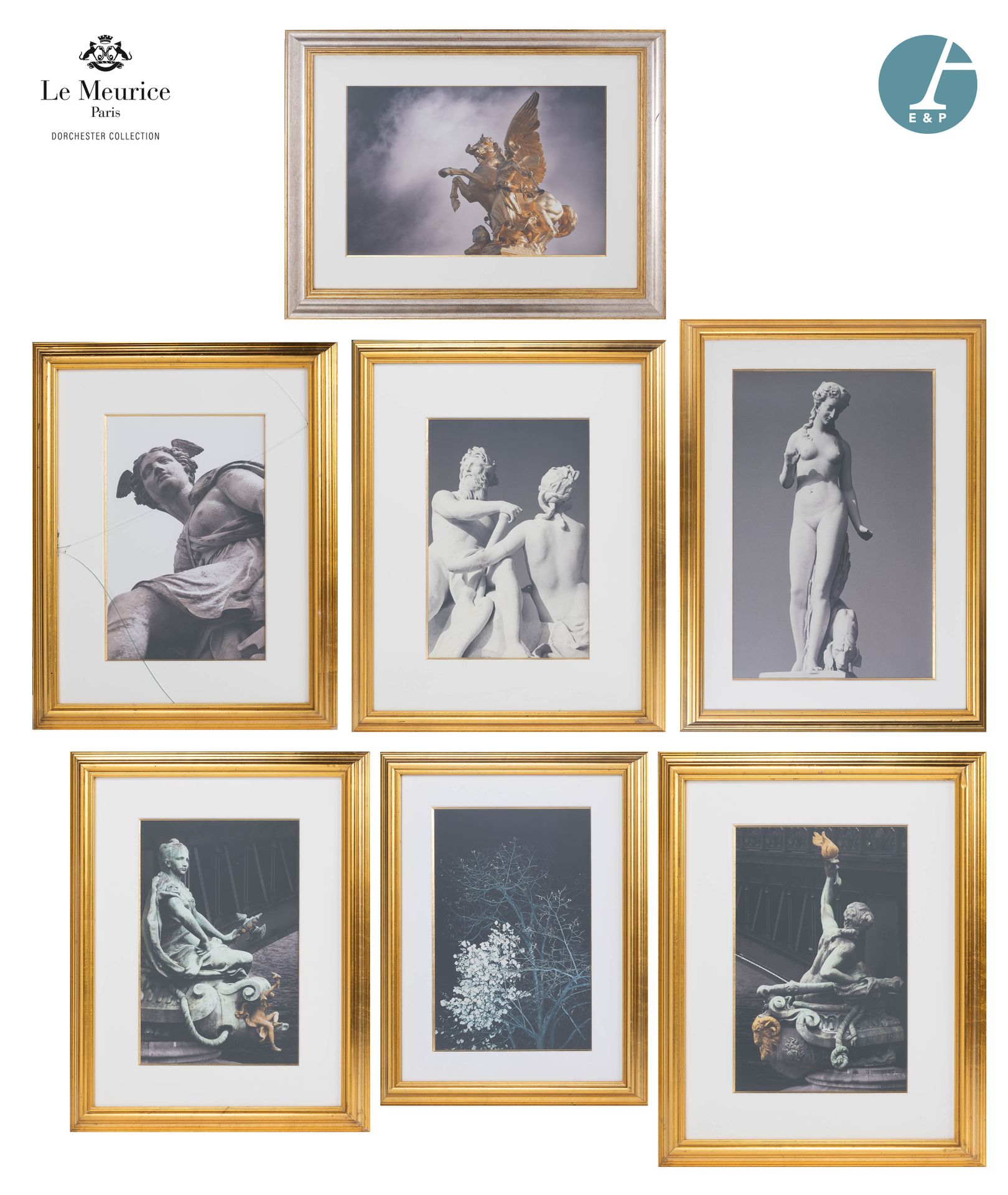 Null From Hôtel Le Meurice.
Lot of seven framed photos, featuring details of scu&hellip;