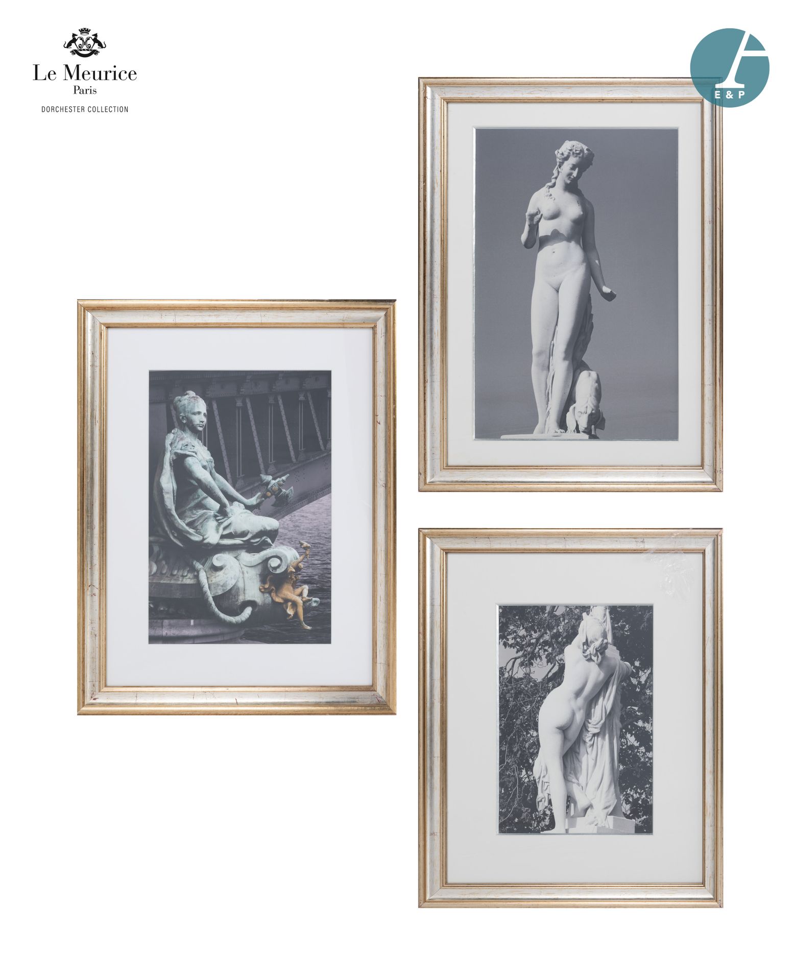 Null From Hôtel Le Meurice.
Set of three framed photographs, featuring details o&hellip;