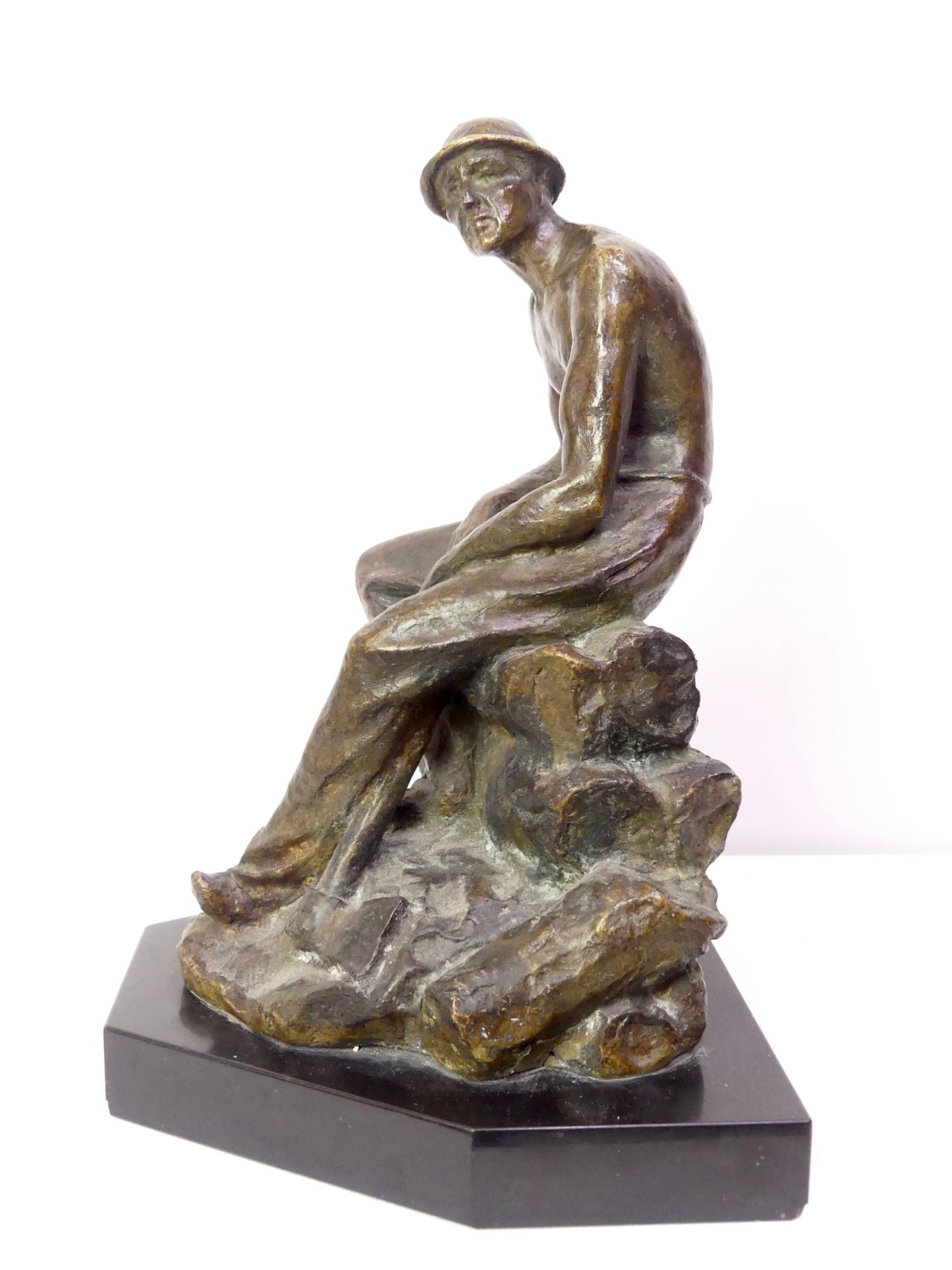 Null Leonildo GIANNONI CHAPELIER, Miner circa 1940, bronze with medal patina, bl&hellip;