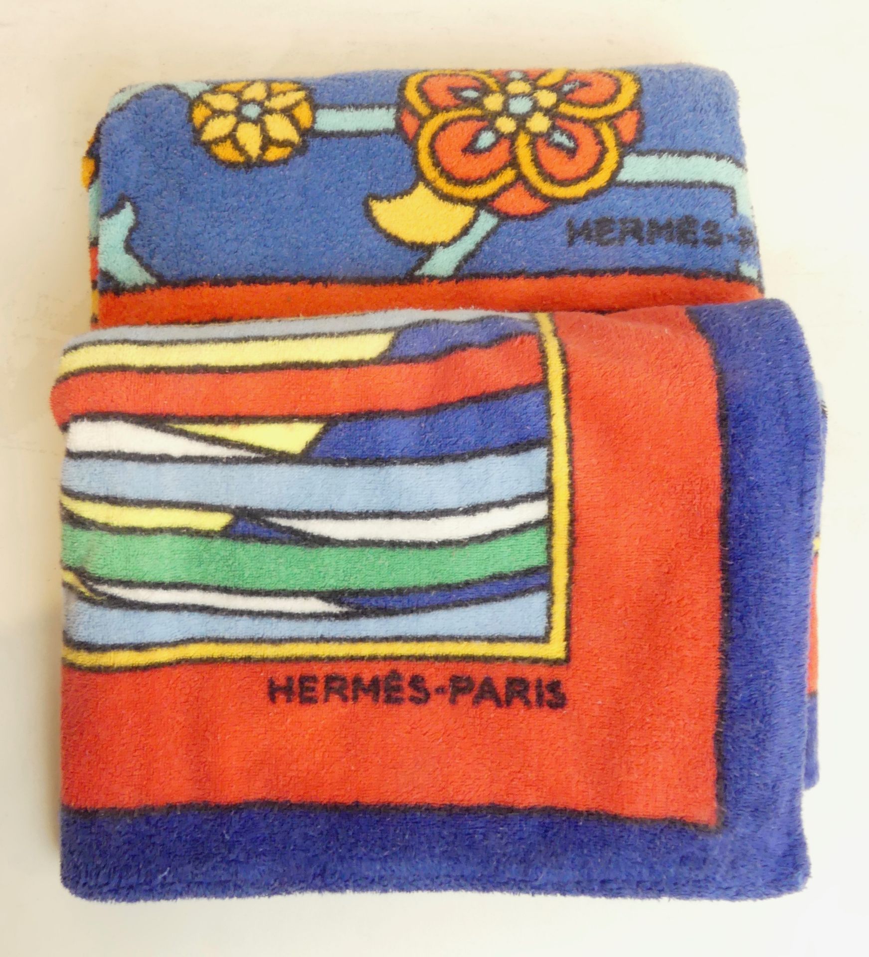 Null Hermès Paris, paire de draps de bain en éponge (140x90 cm)