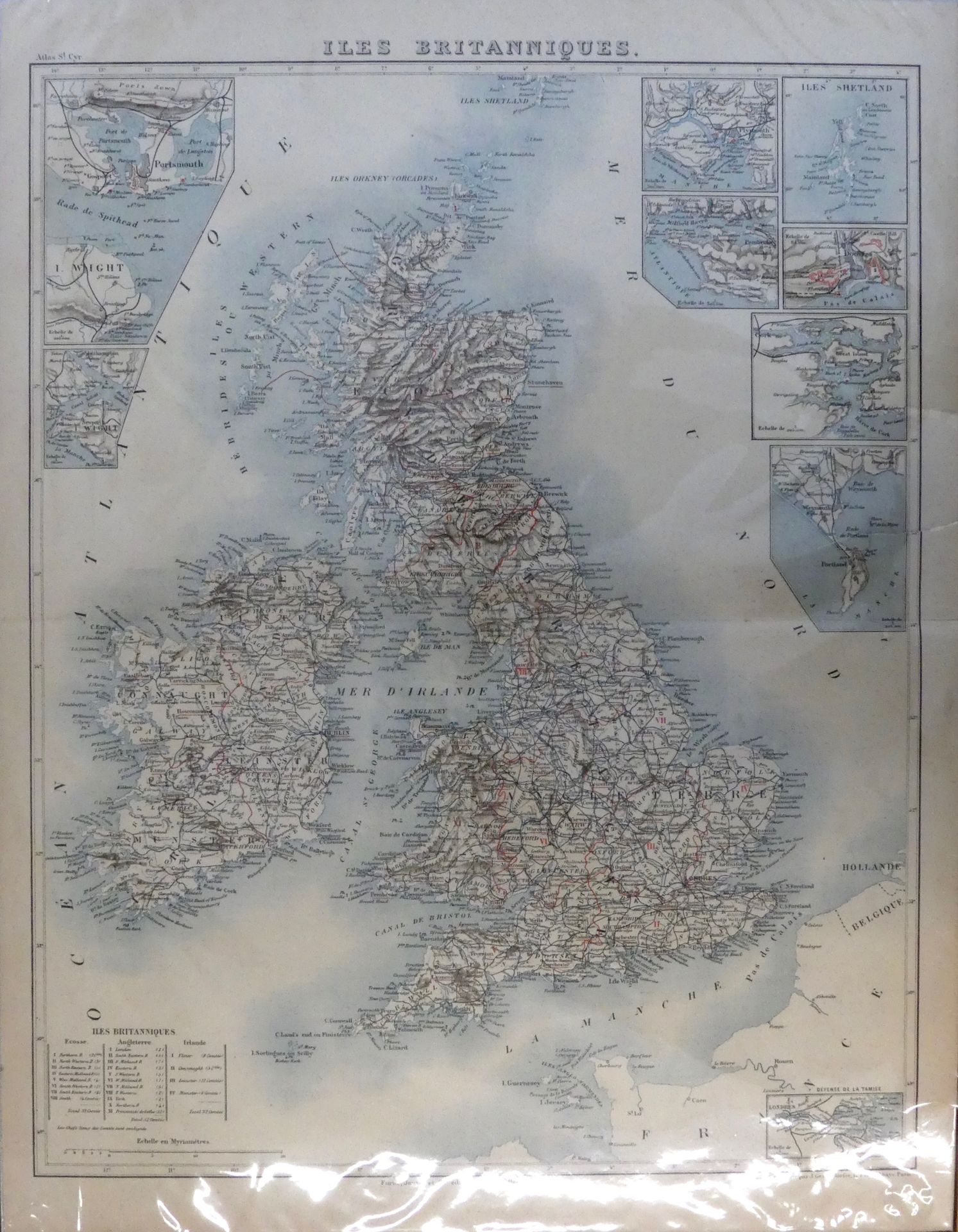 Null Carte "Iles Britanniques" Extrait Atlas Saint-Cyr ,Furne , Jouvet et Cie éd&hellip;