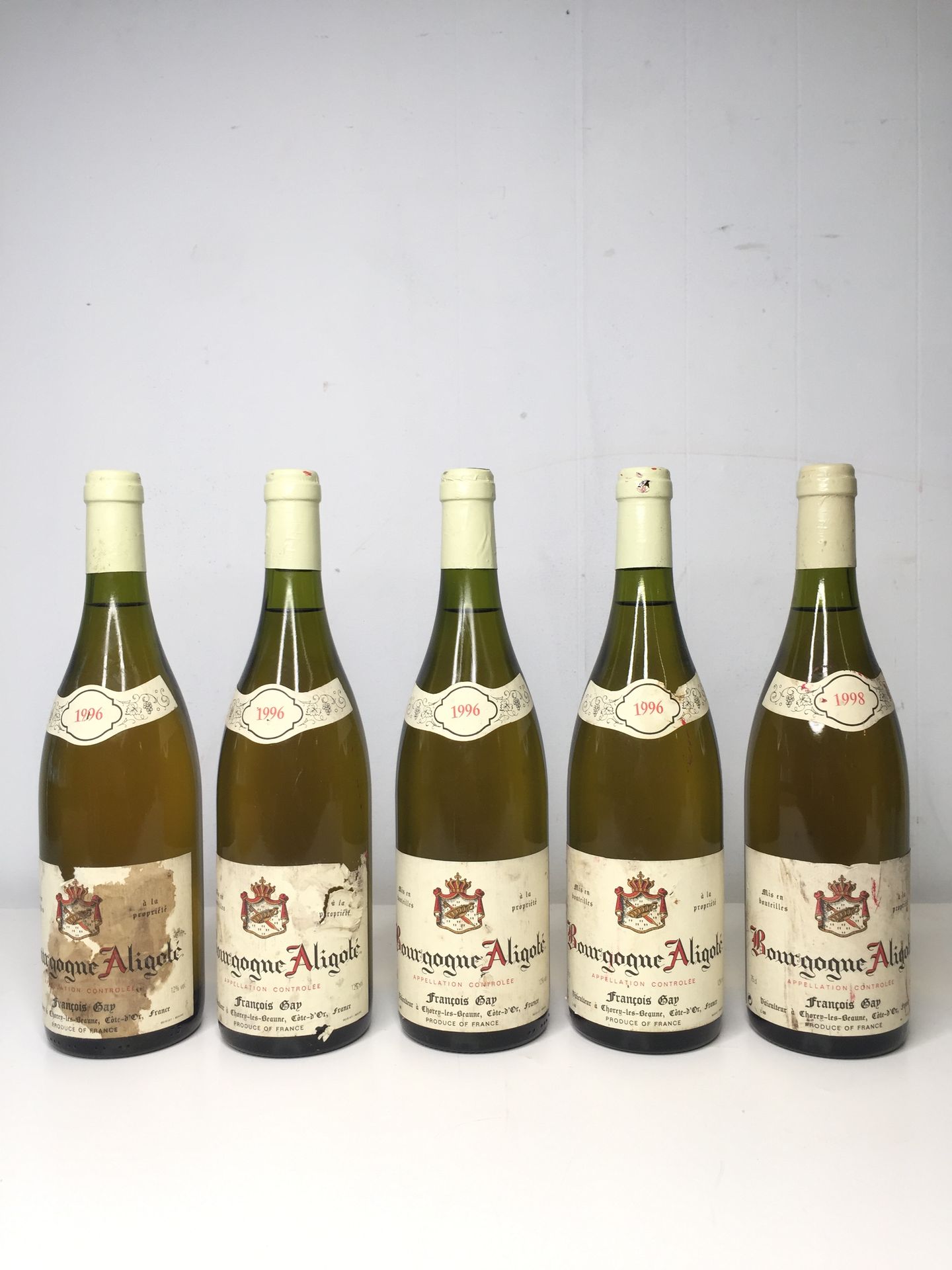 Null 5 bouteilles de Bourgogne aligoté, 1996 François Gay Récoltant, Chorey les &hellip;