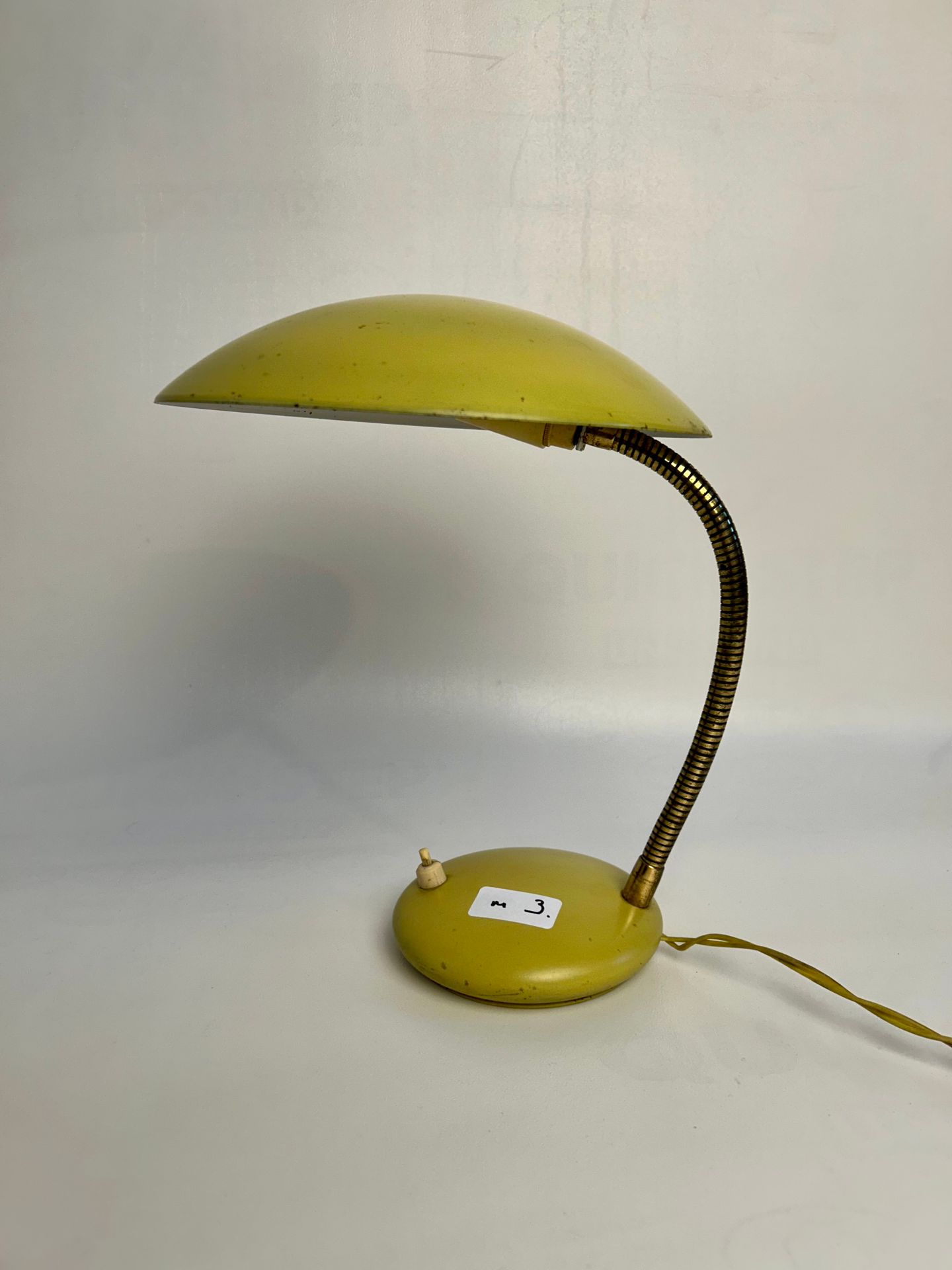 Null 20 世纪设计，黄色金属复古床头灯（飞利浦？）（高：28 厘米）