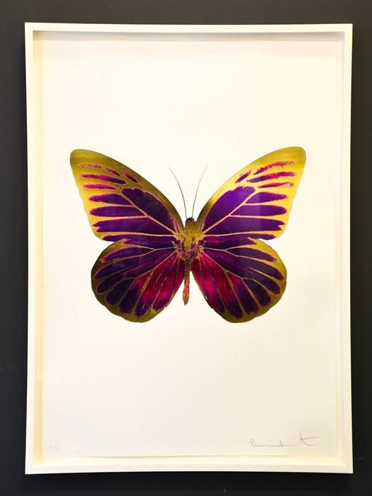 Null 达明安-赫斯特，白色金属块印刷，限量版5/15，蝴蝶，艺术家用铅笔签名，72乘50厘米。