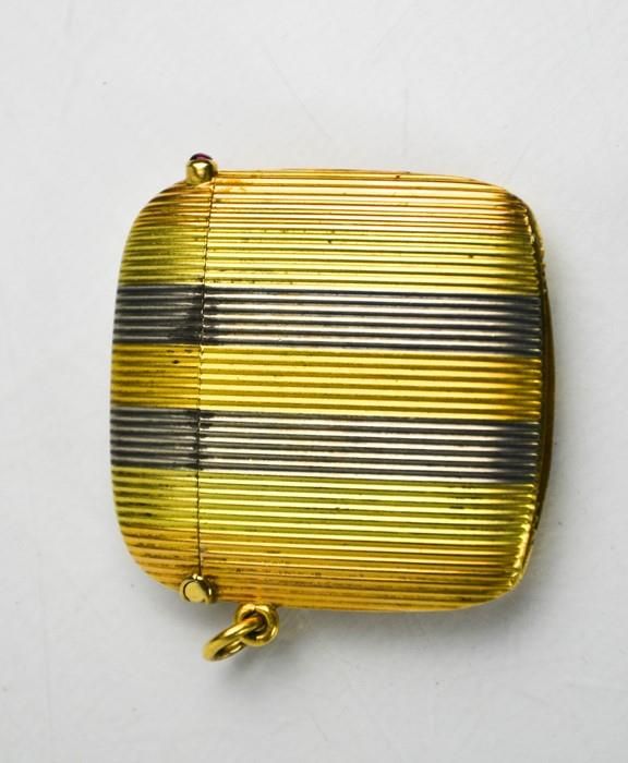 Null Fine Imperial Russian possibly by Faberge three colour striped gold vesta c&hellip;