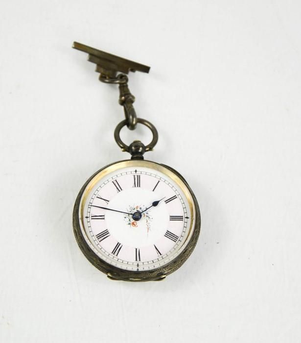 Null Reloj de bolsillo para señoras del siglo XIX, de plata, con esfera de númer&hellip;