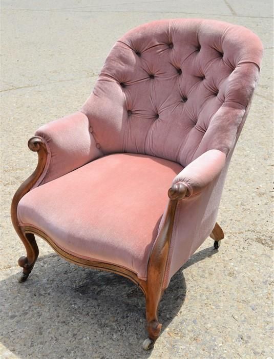 Null A Victorian button back armchair