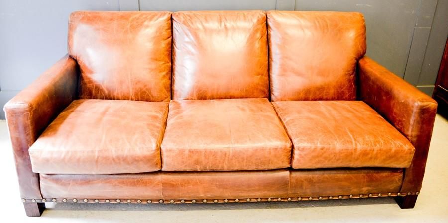 Null Ralph Lauren leather three seater settee.