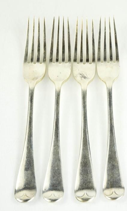 Null Four silver dinner forks, Sheffield 1909, 9.45toz.