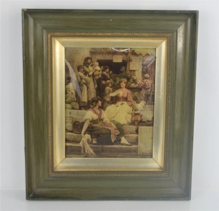 Null Ein Verre Eglomise viktorianisches Gemälde. 19cm x 24cm