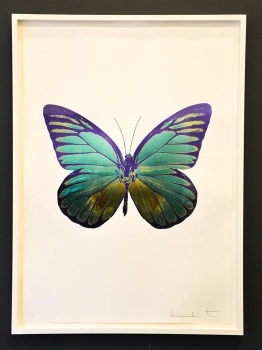 Null 达米安-赫斯特，白色金属块印刷，限量版2/15，蝴蝶，艺术家用铅笔签名，72 x 50厘米