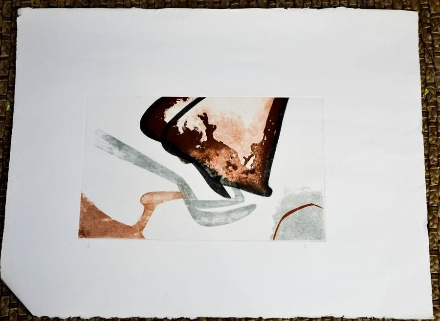 Null A Ginsbury（20世纪）：抽象的彩色木块印刷品，限量版5/35，59 x 76厘米。