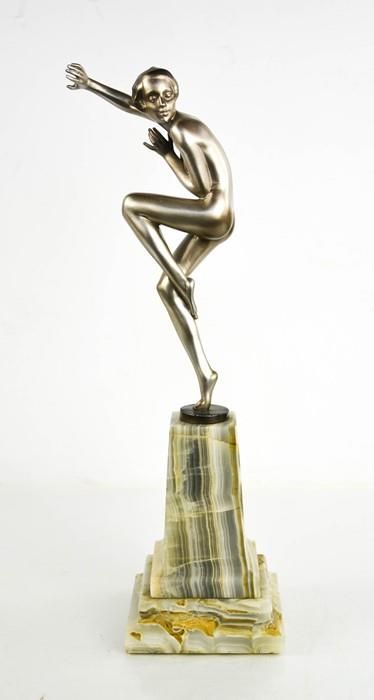 Null Josef Lorenzl (1892-1950): an Art Deco dancing lady, with gloss silver pati&hellip;