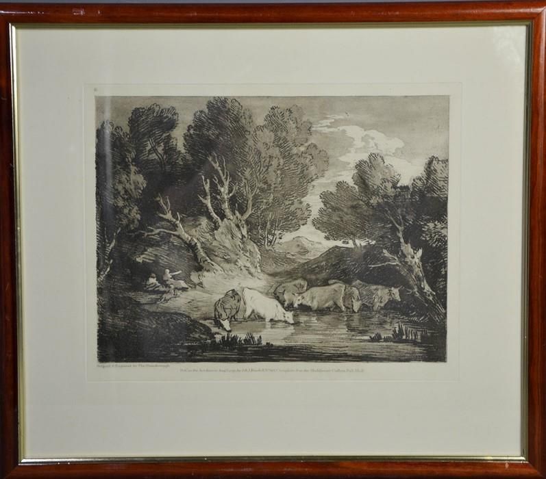 Null Thomas Gainsborough, paysage forestier, gravure du 20ème siècle, 28 par 33c&hellip;