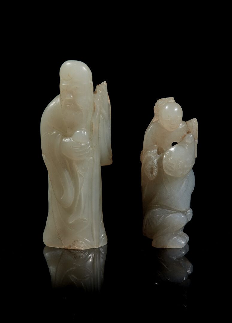 Null CHINE - XXe siècle

Deux statuettes en néphrite céladon, Shou Lao debout av&hellip;