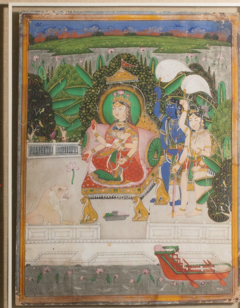 Null Miniature, Inde XIXème siècle ou antérieur 

Divinité à quatre bras sur un &hellip;