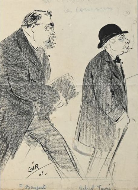 Null Charles Félix GIR (1883-1941) "Gabriel Fauré and F. Bourgeat" Charcoal on p&hellip;