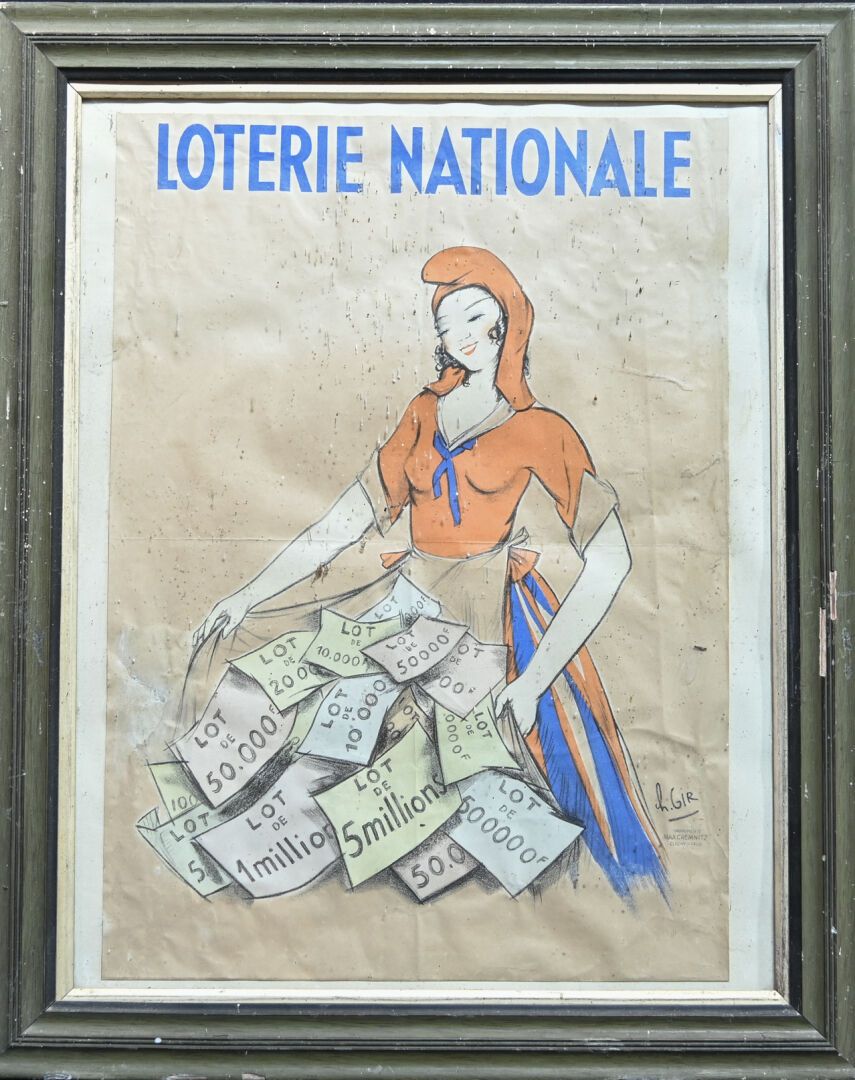 Null Charles Félix GIR (1883-1941) 海报 "Loterie nationale" 纸上海报，右下角有版画签名。由马克斯-克雷姆&hellip;