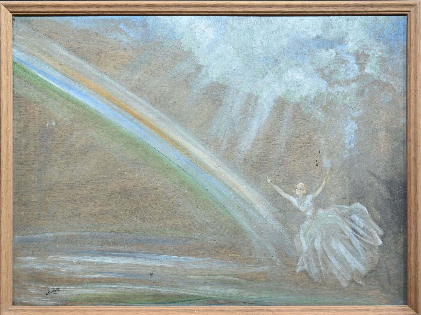 Null Charles Félix GIR (1883-1941)《带着彩虹的舞者》 面板油画，左下角签名。