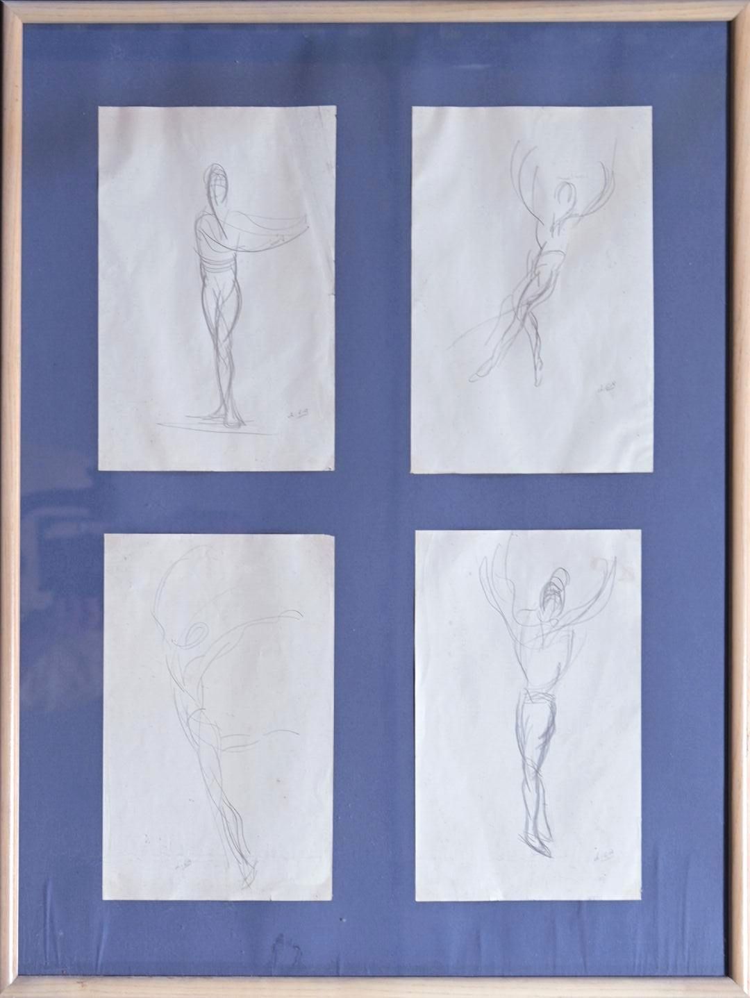 Null Charles Félix GIR (1883-1941) "舞者的四个研究" 纸上铅笔，右下角签名。

30 x 19厘米，为4日的展览。