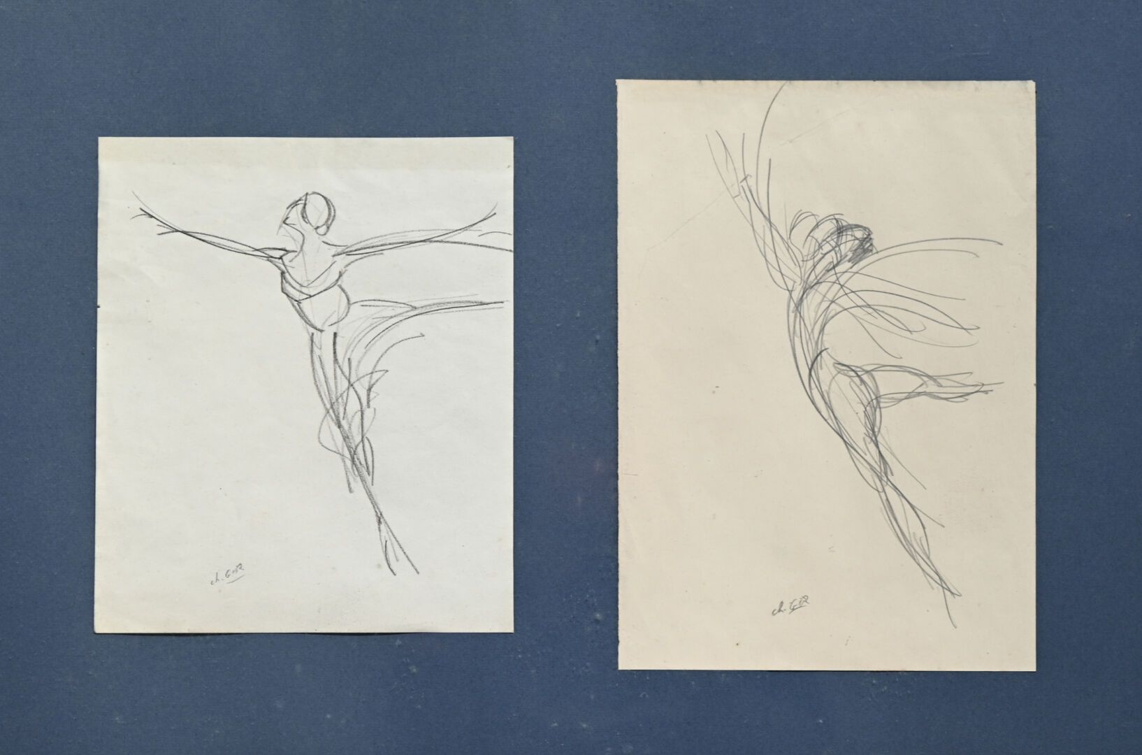 Null Charles Félix GIR (1883-1941) "Esquisse de pas deux" 纸上炭笔，左下角签名。 

24 x 20和&hellip;
