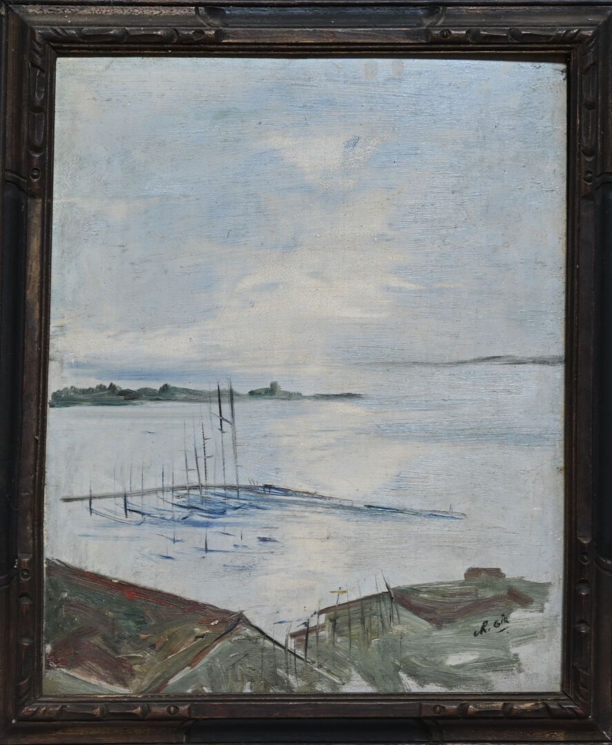 Null Charles Félix GIR (1883-1941) "Paysage de bord de mer" Huile sur bois signé&hellip;