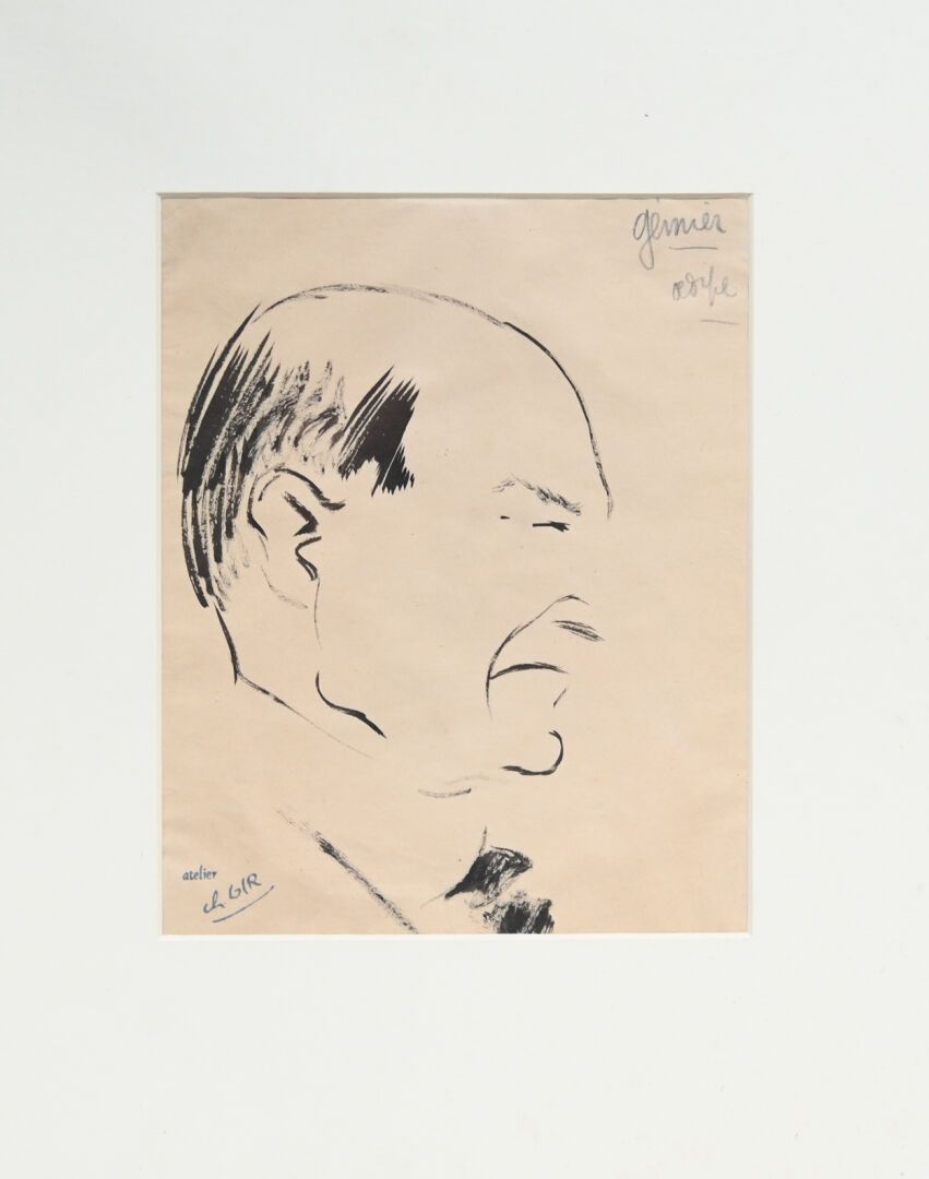 Null Charles Félix GIR (1883-1941) "Firmin Gémier" Ink on paper signed and stamp&hellip;