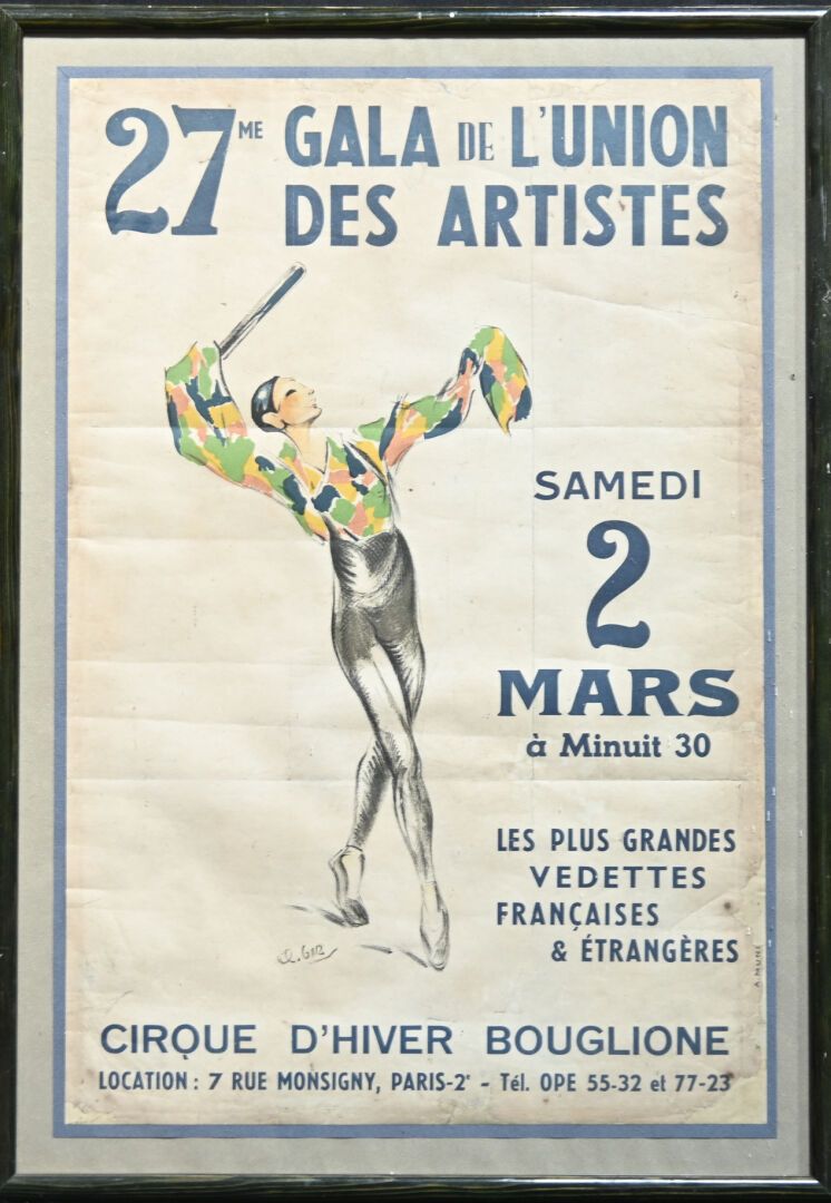 Null Charles Félix GIR (1883-1941) "Gala de l'union des artistes" 纸上海报。 

59 x 4&hellip;