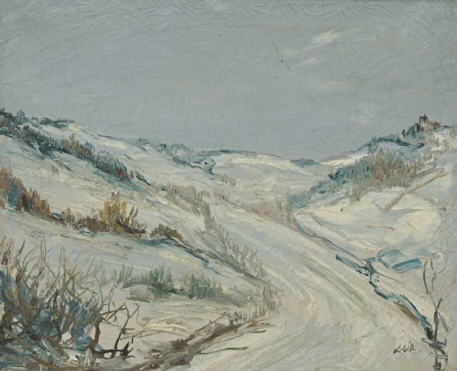 Null Charles Félix GIR (1883-1941) "Landscape of mountain under the snow" Oil on&hellip;